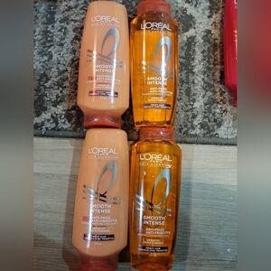 Lot Of 4 L'Oreal Hair Expertise Smooth Intense Anti-Frizz Shampoo & Conditioner.